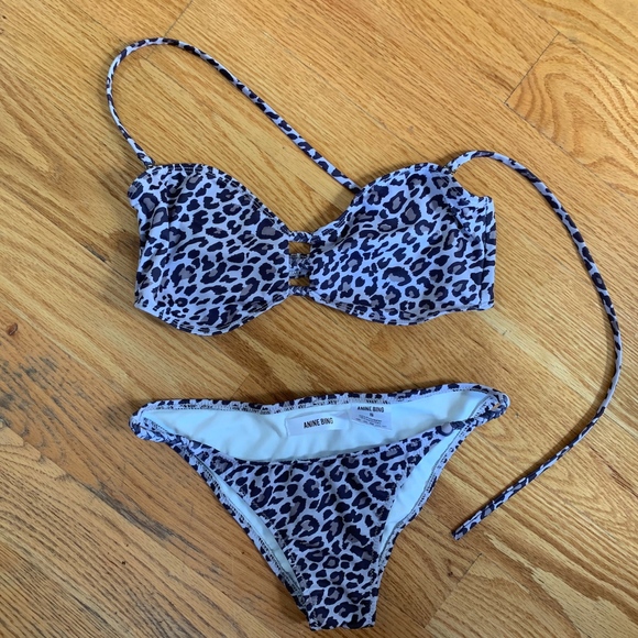 Anine Bing Leo Bikini Swim Grey Leopard - Picture 1 of 1